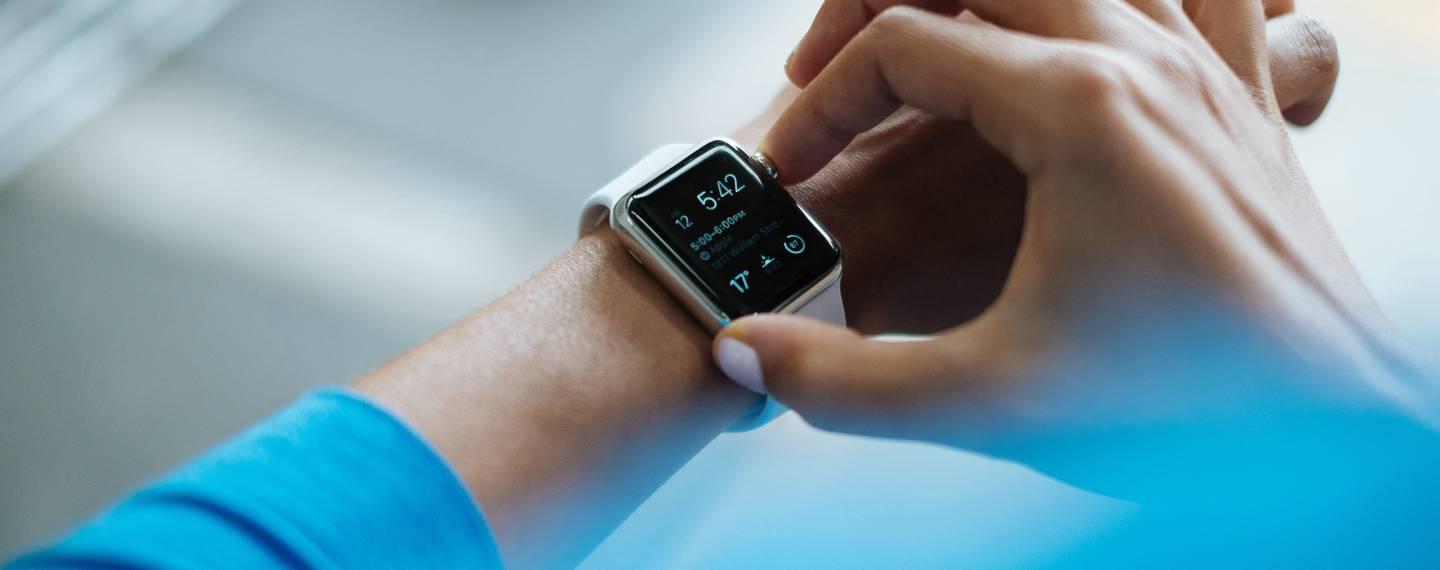 A smart watch on a wrist