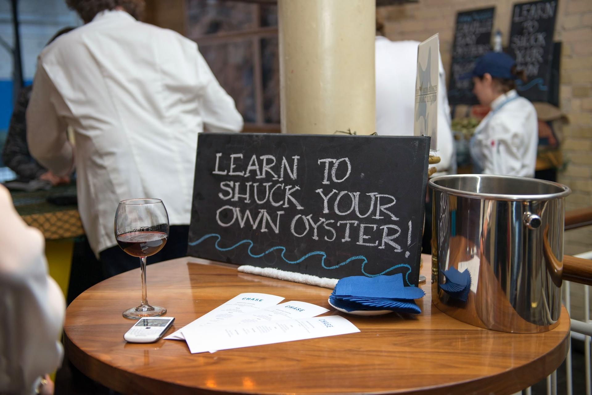 Fresh oyster shucking