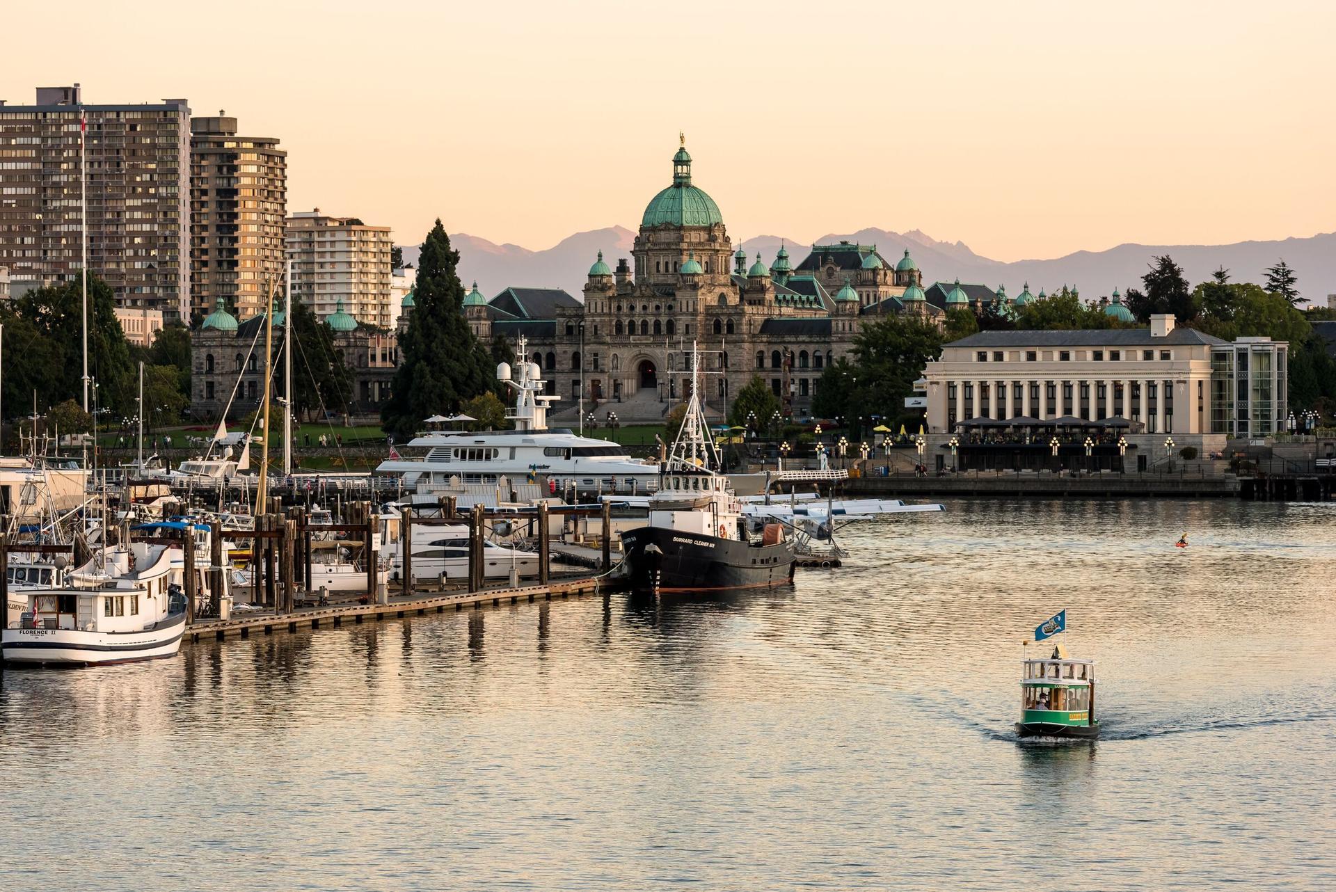 Victoria Inner Harbour marina with the Parliament Buildings in the background