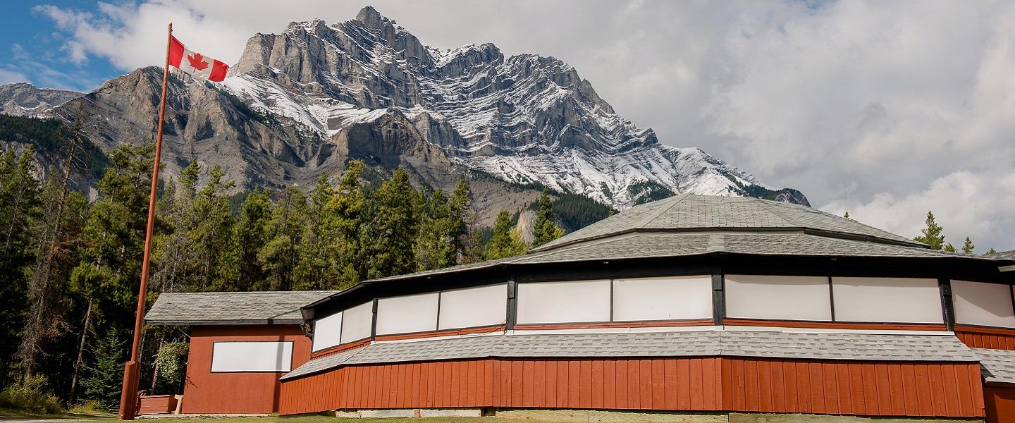 Mount View BBQ Roundhouse in the shadow of the Rockies